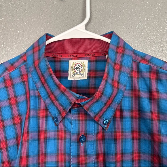 Cinch Long Sleeve Button Down Shirt Men’s XXL Blue/Red Western - Picture 4 of 12
